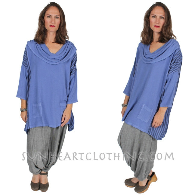 Dairi Fashions Cowl Stripe Top Moroccan Cotton Boho Sml-6x Custom Dye $110