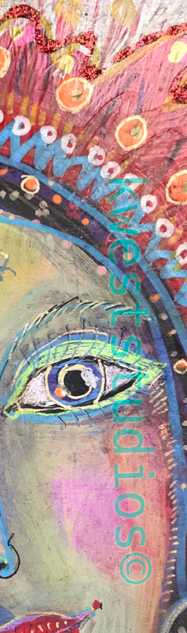 10" x 10" Wood Cradle Board Red Goddess Original Painting