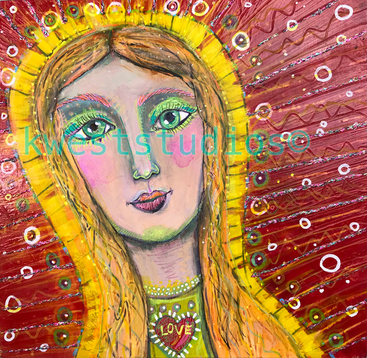 10" x 10" Wood Cradle Board Goddess Original Painting