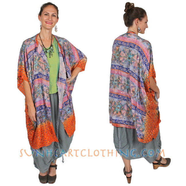 Sunheart  Jacket Vintage Silk embroidered beaded Sml-9x Plus