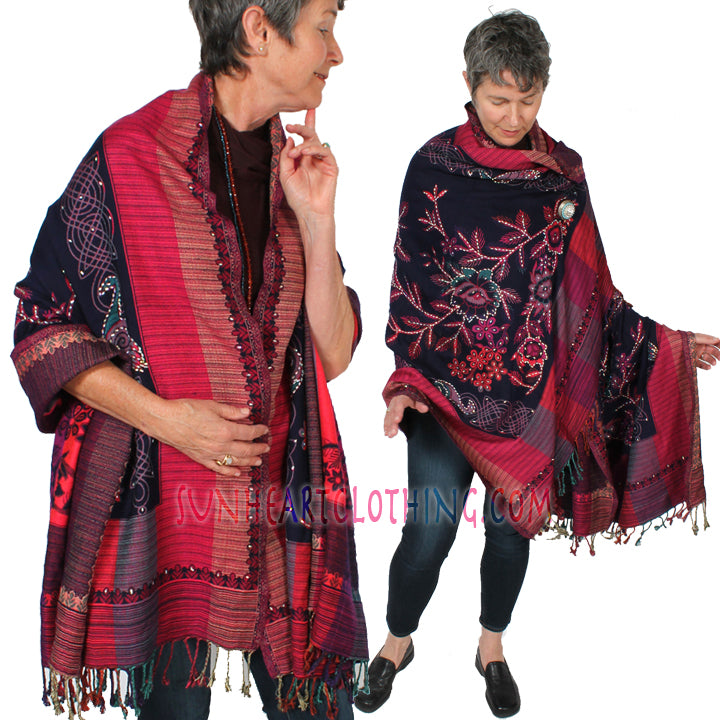 OH MY! Stunning Embroidery Rhinestone Shawls
