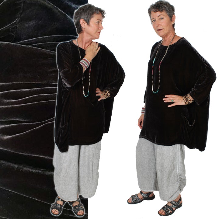 Cut Loose Silk Velvet PullOver Tunics