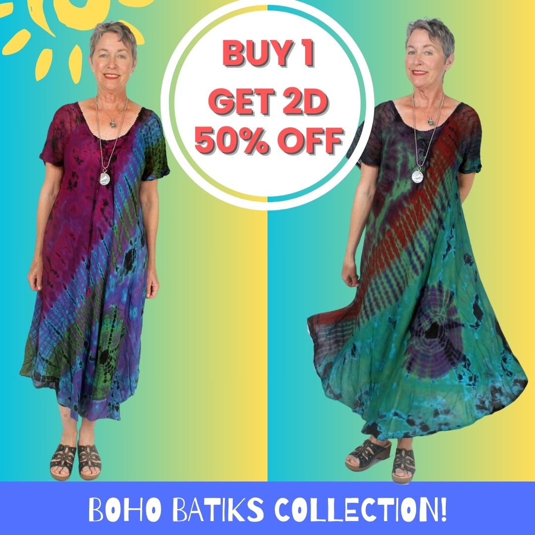 SUNHEART Summer Batik Dresses Buy one and get the second at 50% off!