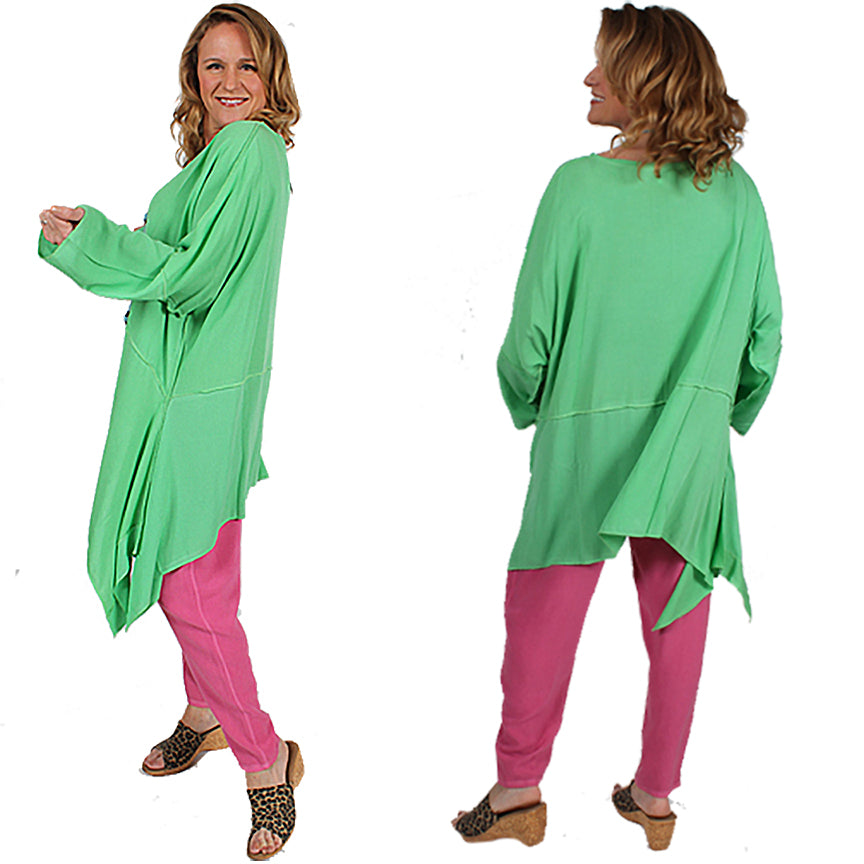 Sunheart Boho Sea Green Tunic Top Hippie Chic Plus Resort Wear Plus Sml-2x LAST ONE!