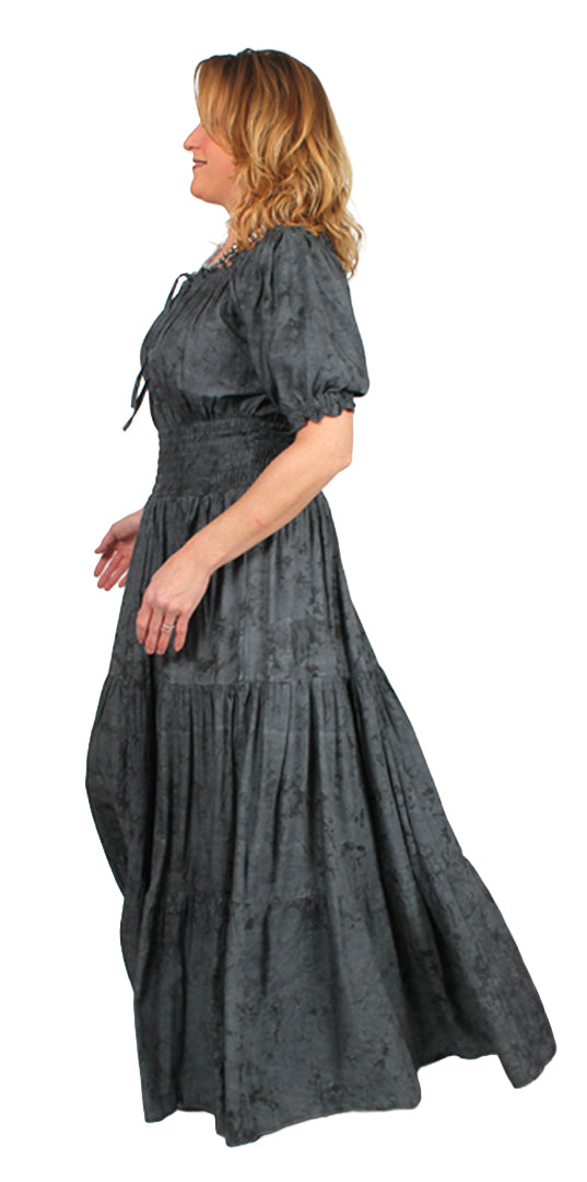 Sunheart Boho Graphite Peasant Dress  Renaissance Folk Sml-4X LAST ONE!