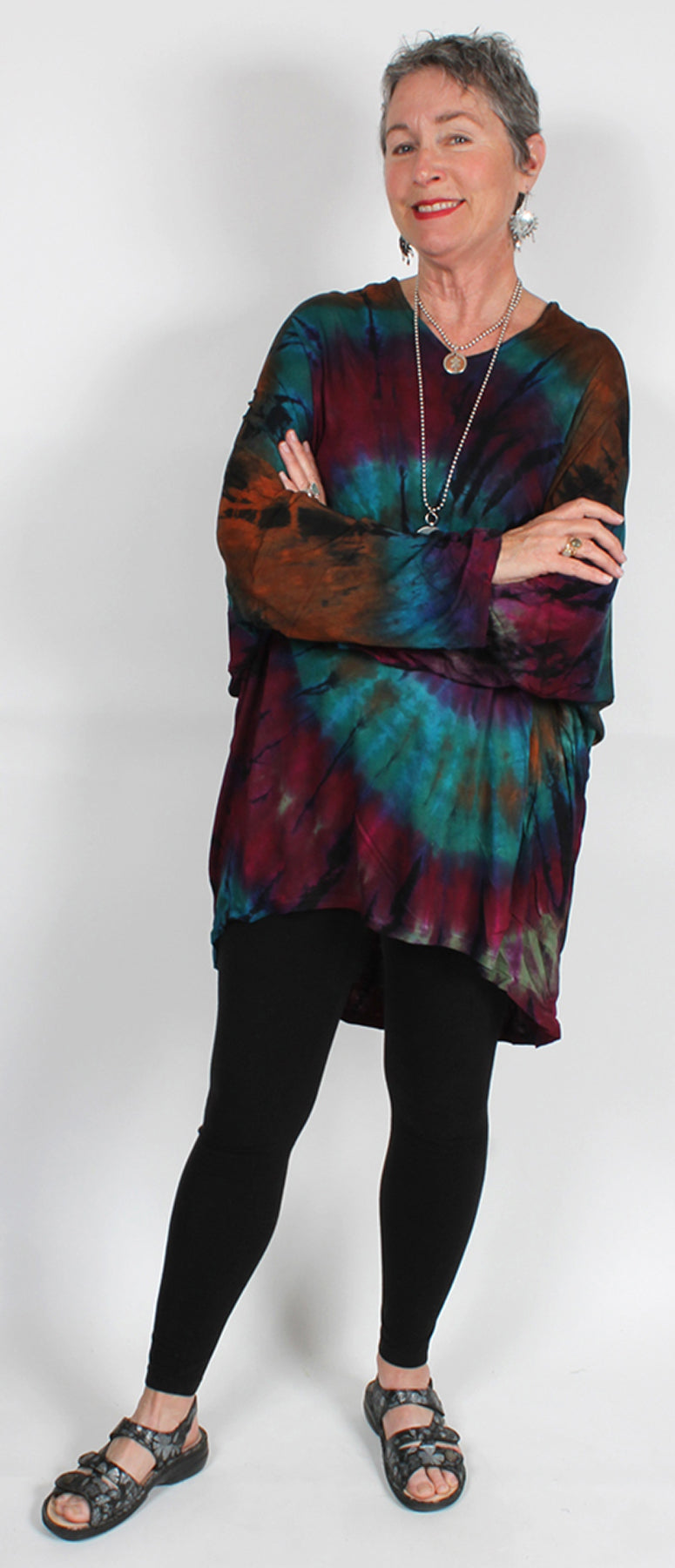🌈 Batik Stretch Only One Fun Tunic Top CASUAL Boho Resort SML-3X+