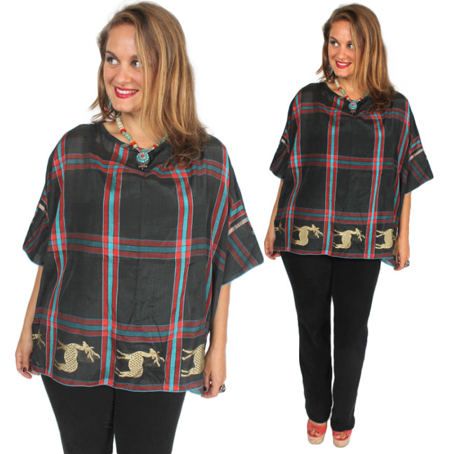 SunHeart Vintage Silk Shaman Deer Silk Top SML-3X+