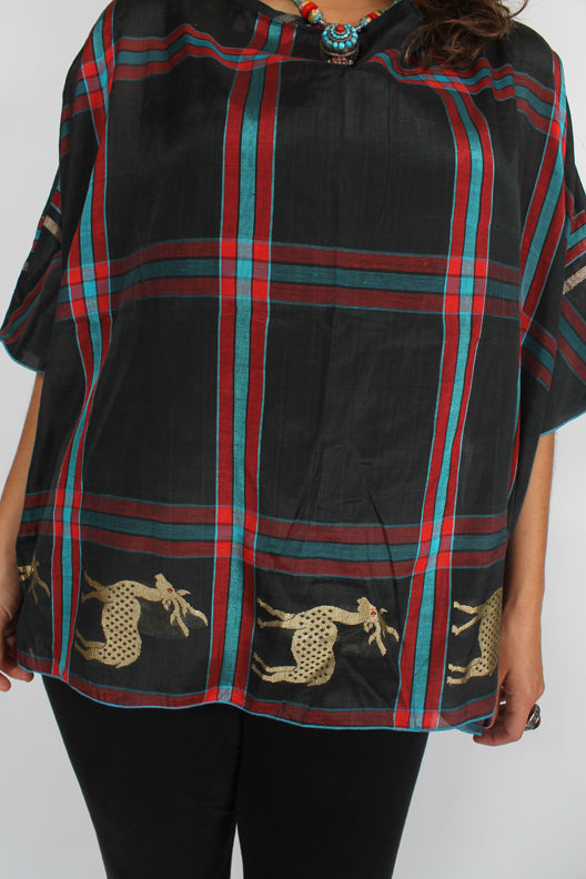 SunHeart Vintage Silk Shaman Deer Silk Top SML-3X+