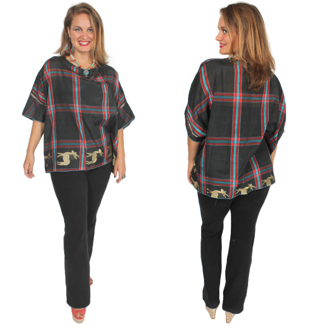 SunHeart Vintage Silk Shaman Deer Silk Top SML-3X+