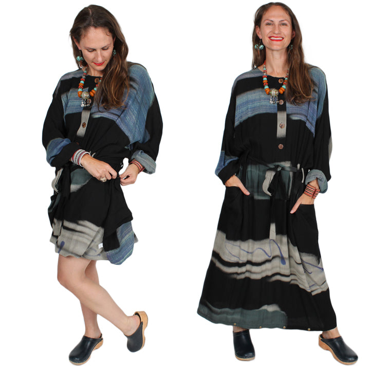 Blue Snap It UP! Dress Boho Hippie Chic  Sml-5x LA Fashion District