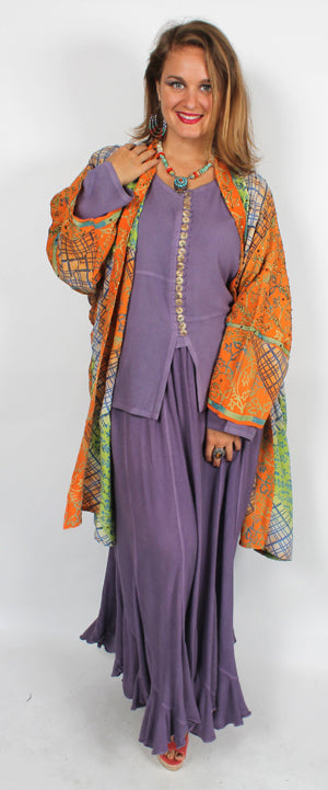 SunHeart Vintage Silk Deco Jacket Embroidered  Sml-7X