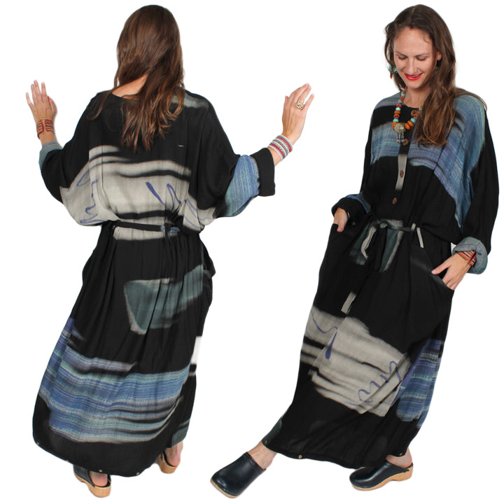 Blue Snap It UP! Dress Boho Hippie Chic  Sml-5x LA Fashion District