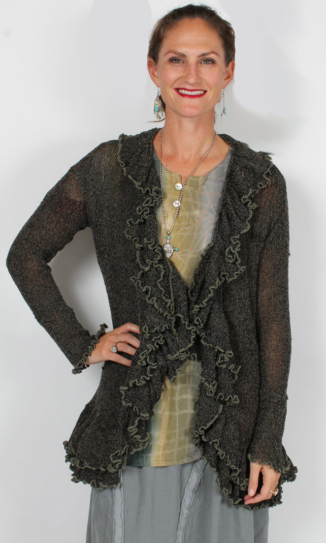 Tienda ho Plus Dark Chocolate Ramie Sweater Jacket Last One! Sml-4X