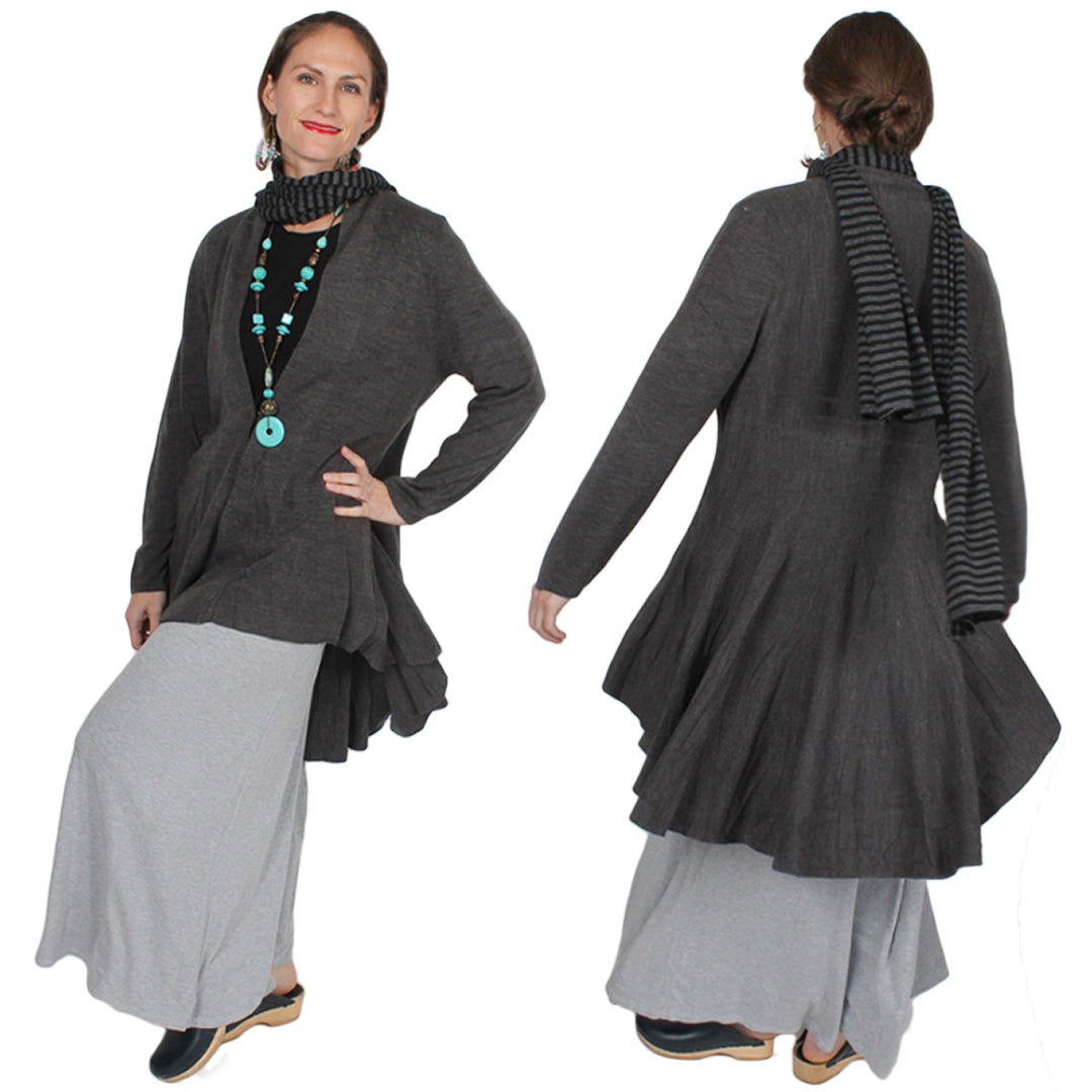 One World Open Sweater Jacket High-Low Plus Sml-2x