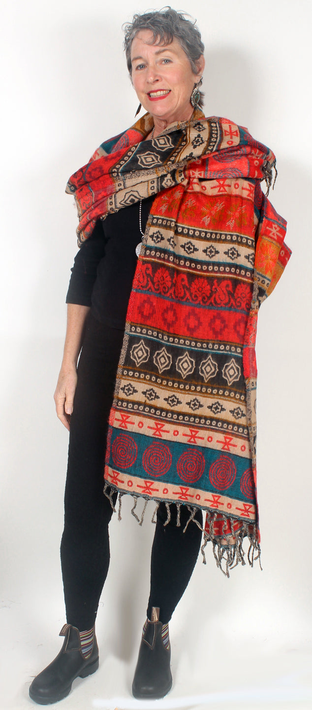 Sunheart Artist Ruana Jacket Reversible Boho Sophisticated Casual Lifestyle