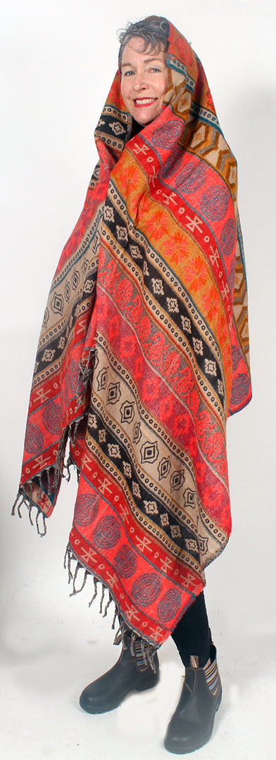 Sunheart Artist Ruana Jacket Reversible Boho Sophisticated Casual Lifestyle