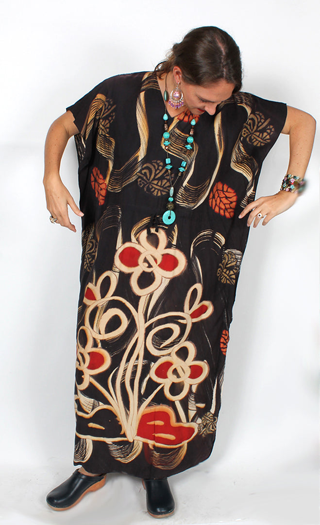 Sunheart Batik Tunic Top Caftan  Boho Hippie Chic Resort Wear Sml-4X