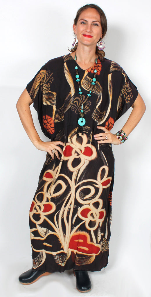 Sunheart Batik Tunic Top Caftan  Boho Hippie Chic Resort Wear Sml-4X