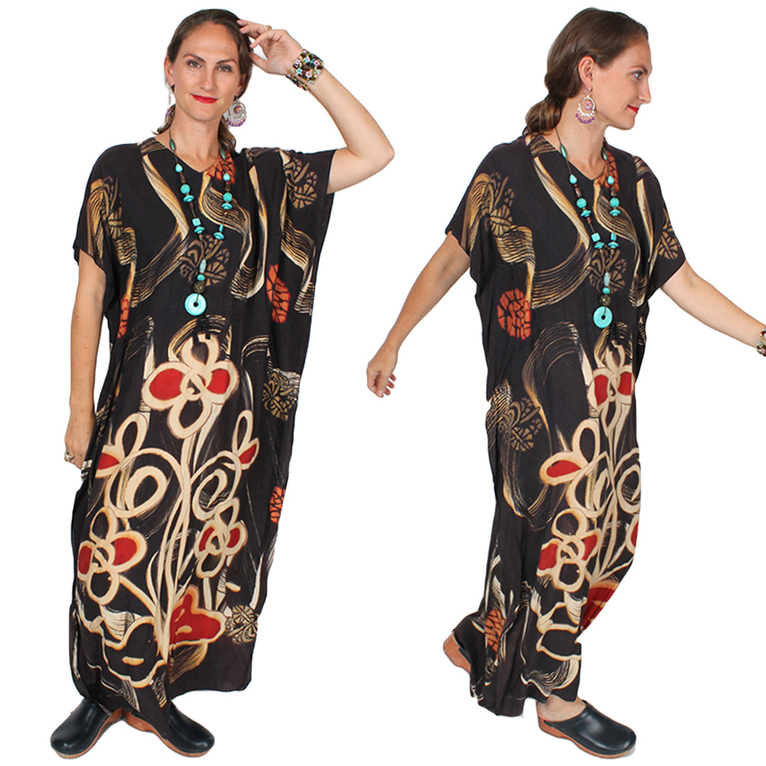 Sunheart Batik Tunic Top Caftan  Boho Hippie Chic Resort Wear Sml-4X