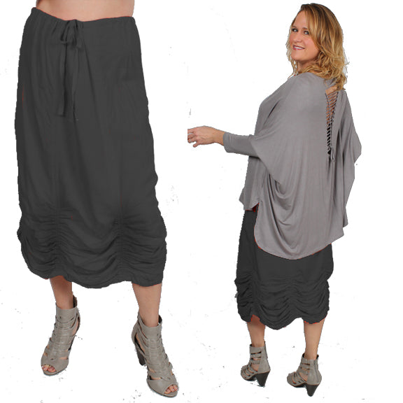 Sunheart Black Victorian Ruch Skirt  Boho Hippie Chic Resort Wear Sml-XL LAST ONE!