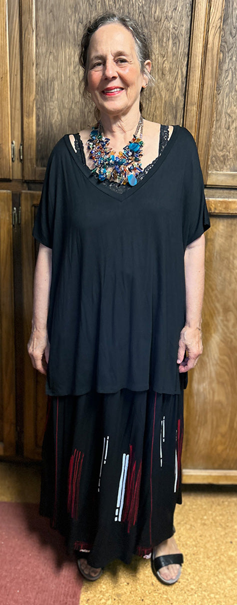 Carmel Caftan  Tunic Top & Skirt Set Boho Hippie Chic Resort Wear Sml-5X