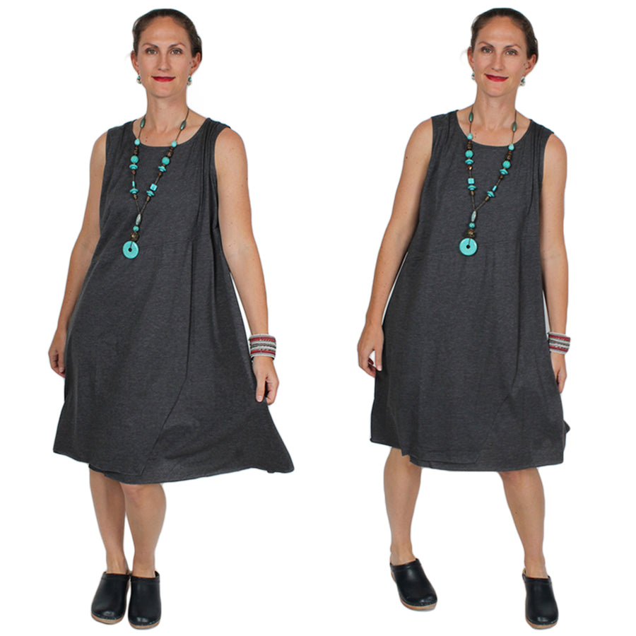 Sunheart Tank Wrap Gray Dress Boho Hippie Chic Resort Wear Sml-3x+