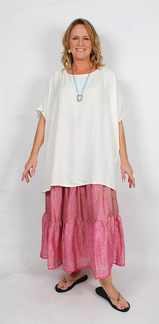 Tienda ho White short-sleeve ZenTop Moroccan Cotton Boho Hippie Chic Sml-4X SALE!!