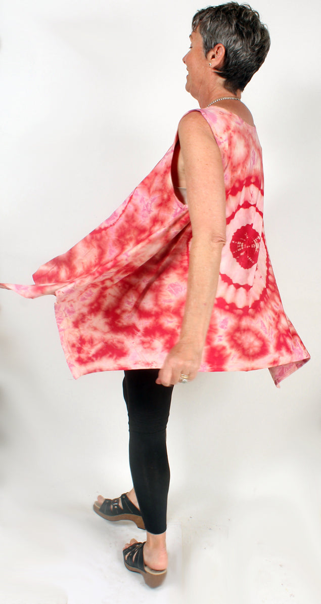 Sunheart PINK Batik Lagenlook Tank Boho Hippie Chic Resort Wear Sml-7X Last One!