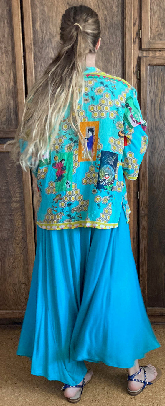 Turquoise Sunheart Dress  Boho Hippie Chic Resort Wear Sml-5X