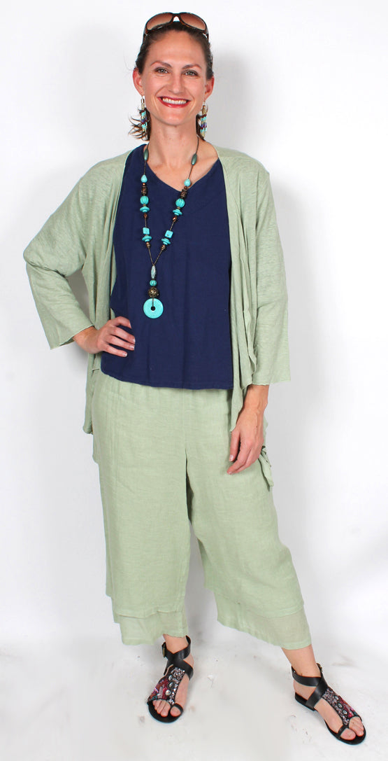 $91 OFF! Sunheart  CMC Color Me Cotton Tunic Top-Pant-Jacket 3 Set Plus Resort Wear Sml-3x