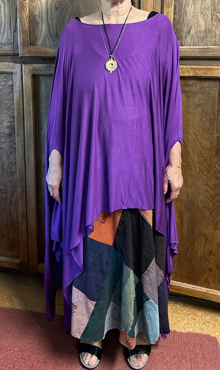 Sunheart Purple Caftan Lagenlook Poncho Tunic Top