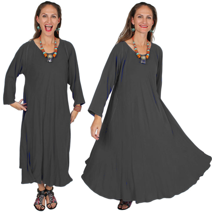 Dairi Fashions Juno Dress Hematite Moroccan Cotton Bias Cut Sml-7X