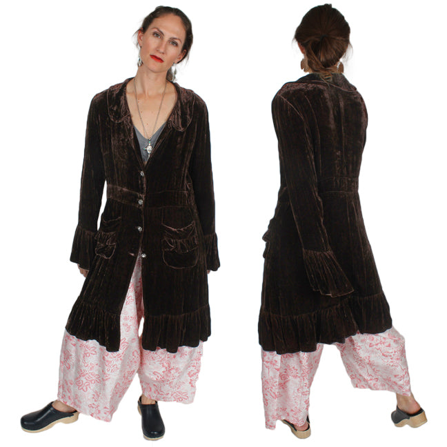 Marrika Nakk Silk Velvet Ruffle Jacket  Boho Sophisticated Casual Lifestyle XL