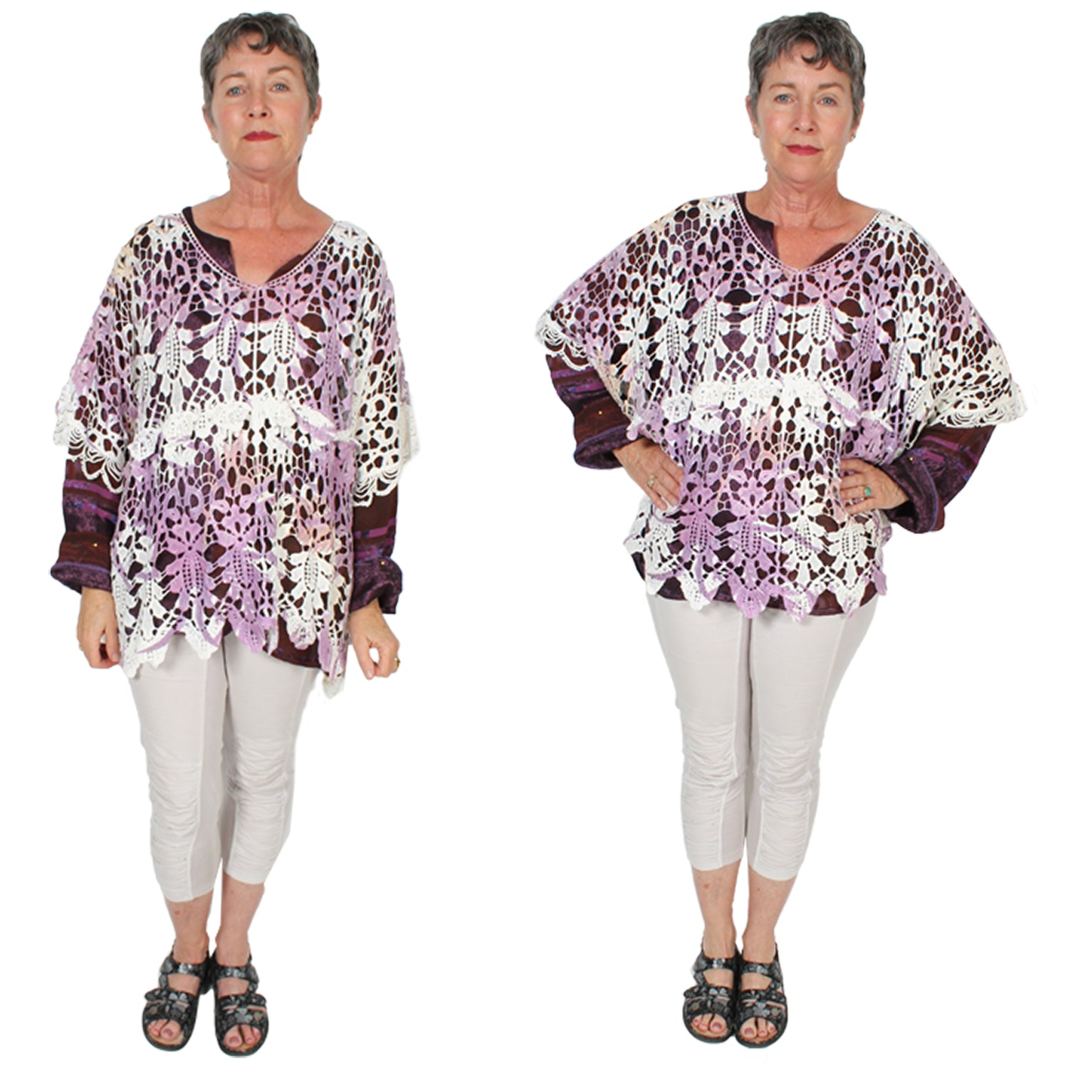 Ombre Dyed Cotton Crochet Lace Top Boho Hippie Goddess Gal