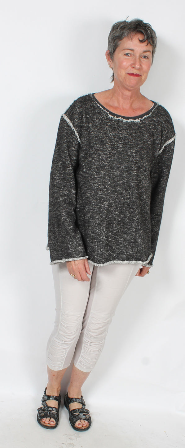 Last one! Kleen Sweater Boxy Cut Rolled Hem  Boho Hippie Chic Plus Sml-5x+