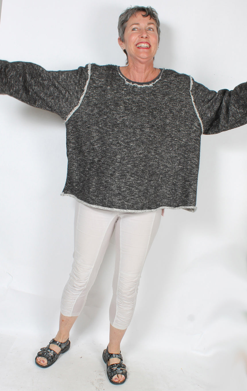 Last one! Kleen Sweater Boxy Cut Rolled Hem  Boho Hippie Chic Plus Sml-5x+