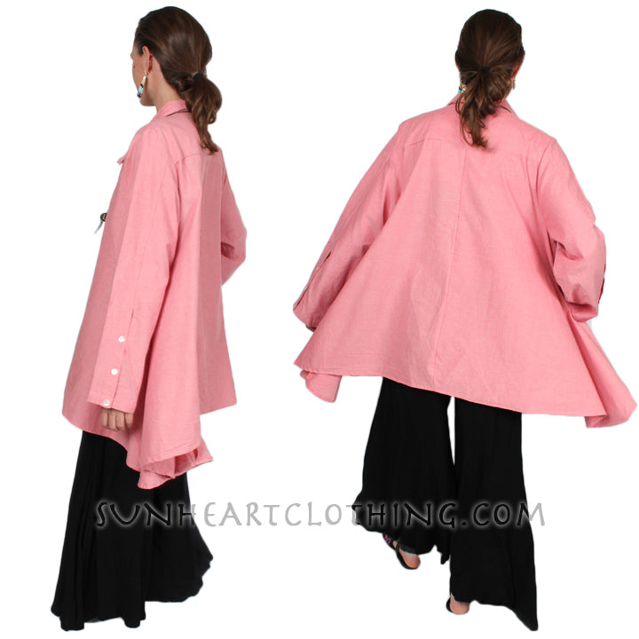 Sunheart  Linen Clothing hi-low Shirt or Jacket SML-2X