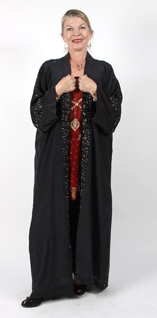 Sunheart Black Beaded Coat Vintage Silk Embroidered Cachet Coat Sml-7X