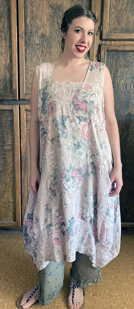 Linen Spring Dress Floral Love is in the Air Made in Italy