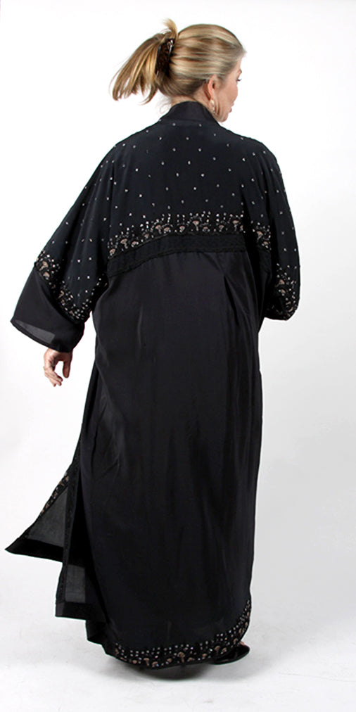 Sunheart Black Beaded Coat Vintage Silk Embroidered Cachet Coat Sml-7X