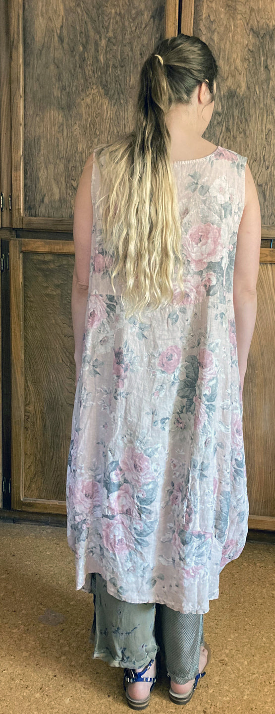 Linen Spring Dress Floral Love is in the Air Made in Italy