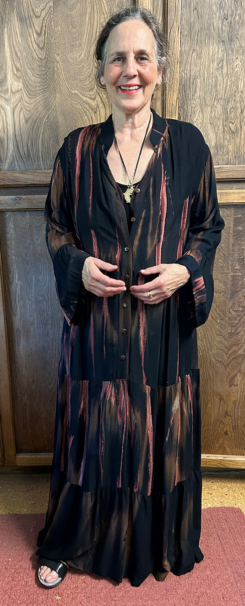 Mocha Black Long 3 Tier Dress one-of-a-kind Boho Goddess Gal