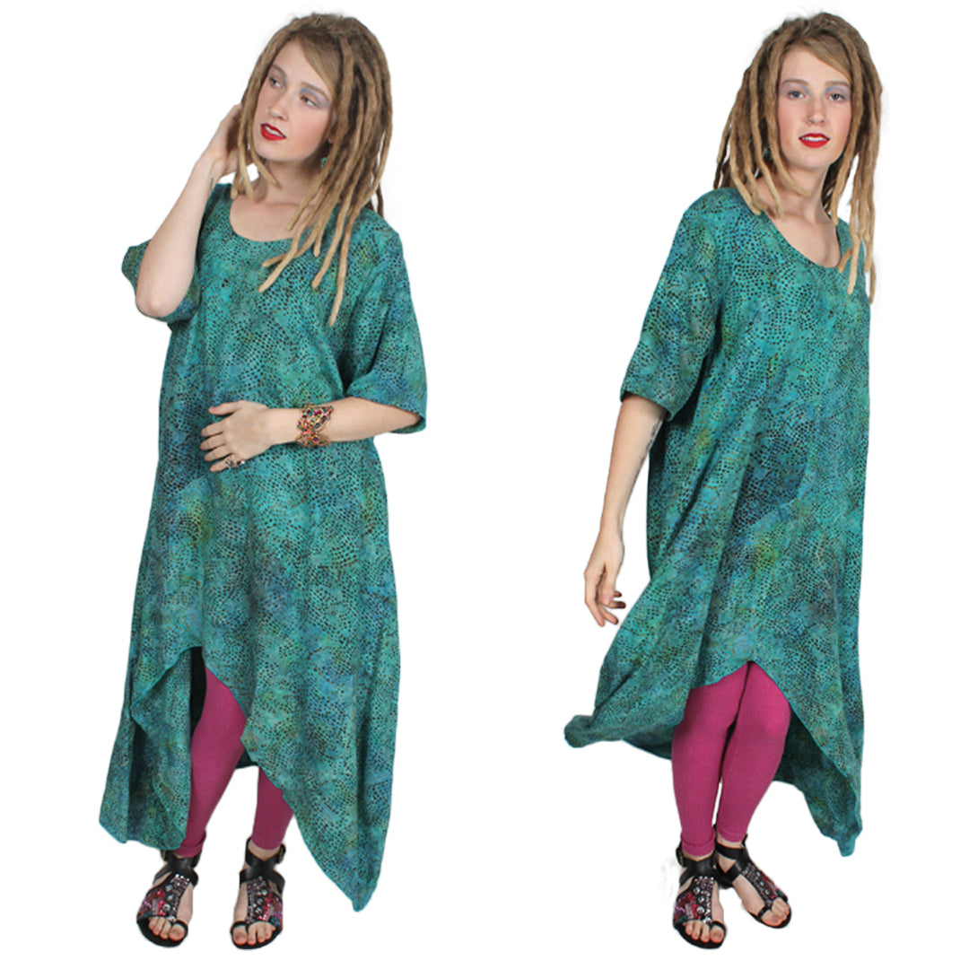 Last ONe! SunHeart Hera Dress Rayon Hi-Low Mermaid Tunic Boho Resort Sml-4x