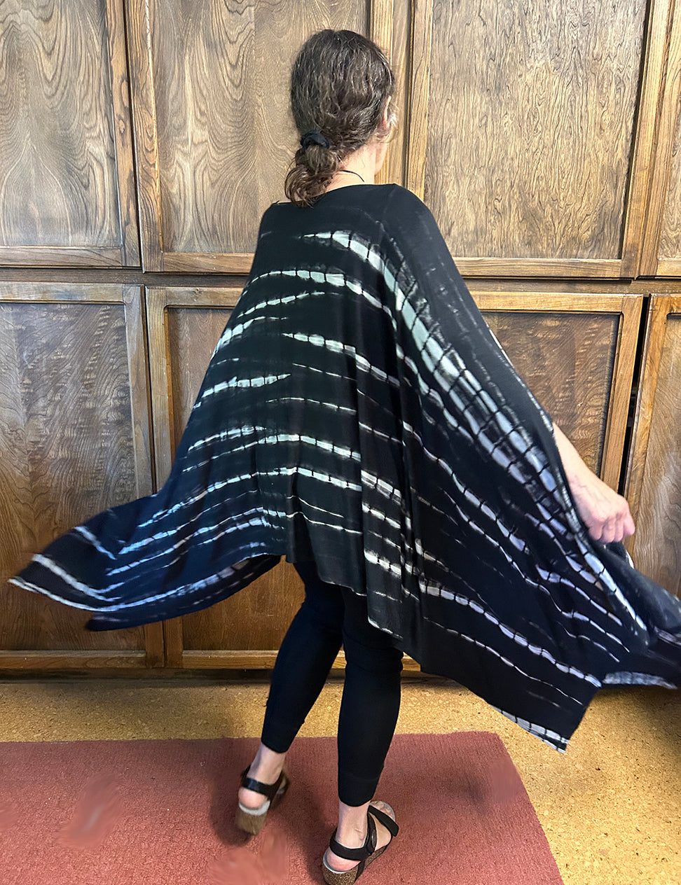 Sunheart Noir Watercolor Poncho Tunic Top