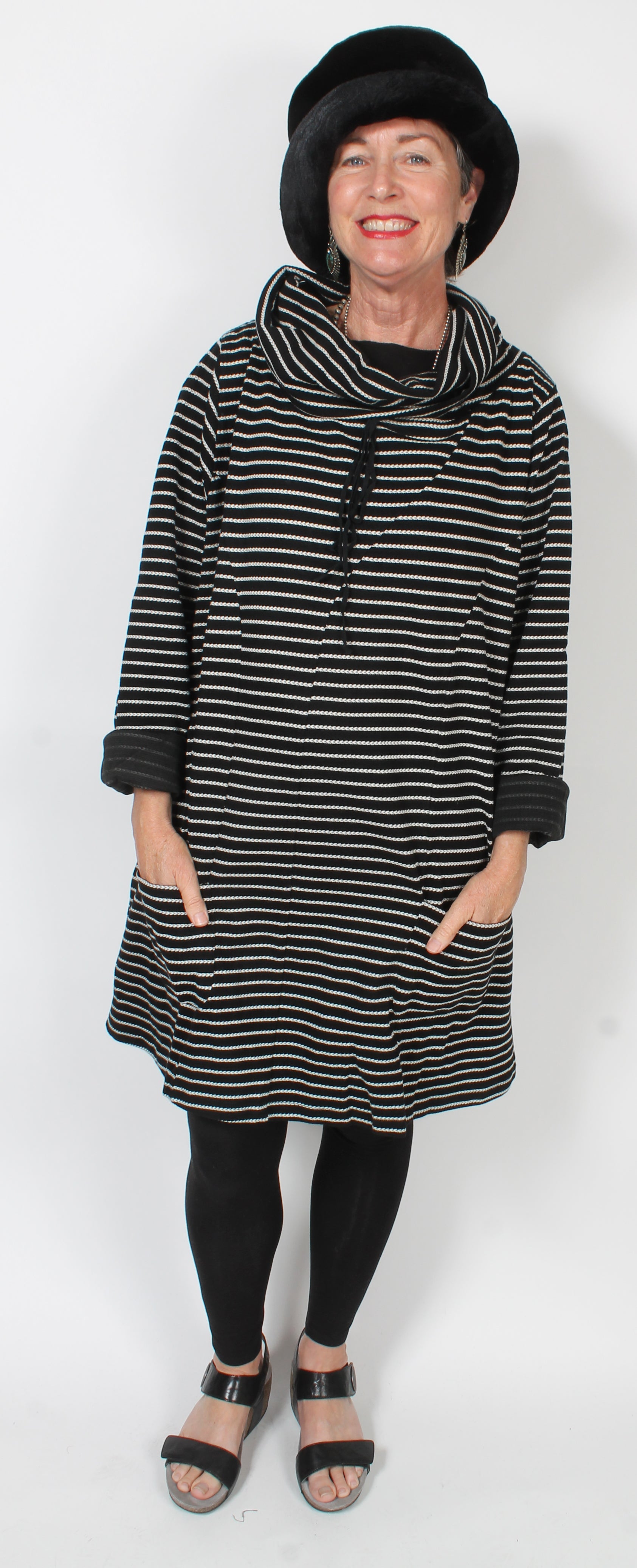 Tulip Striped Turtle Neck Woven Sweater Tunic Winter Plus Size Sml-5x
