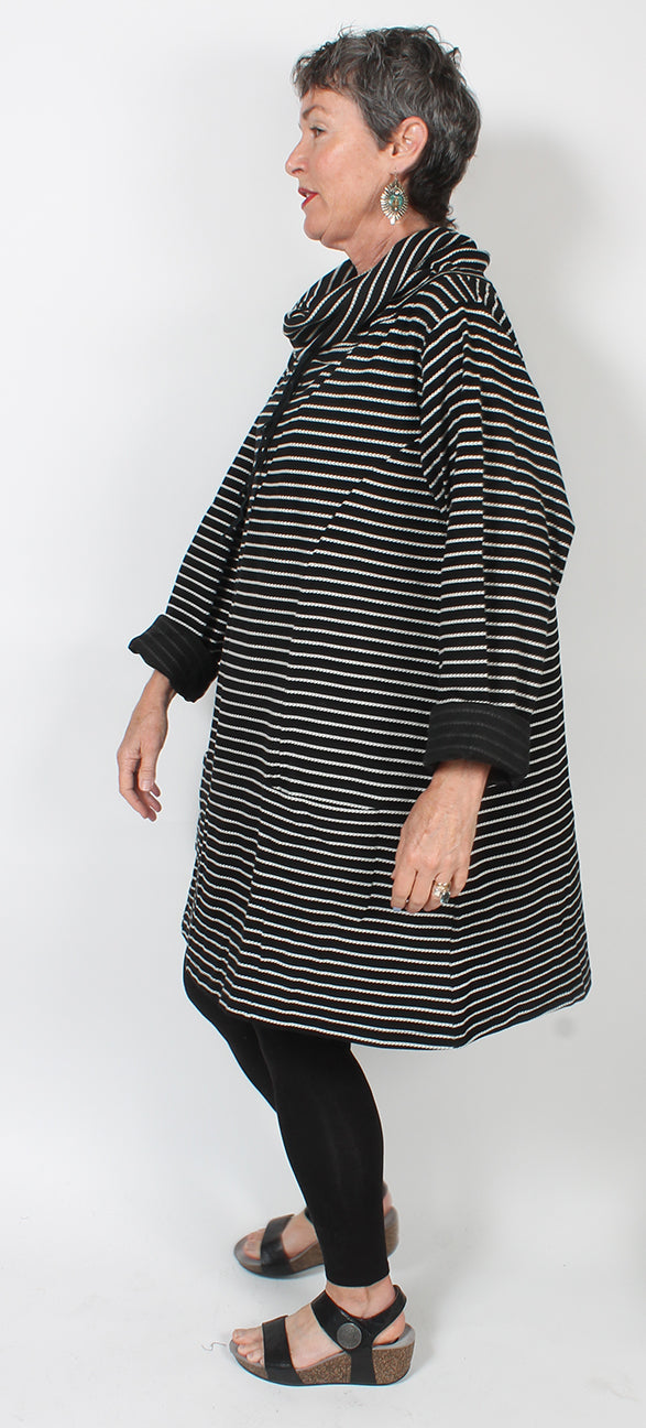 Tulip Striped Turtle Neck Woven Sweater Tunic Winter Plus Size Sml-5x