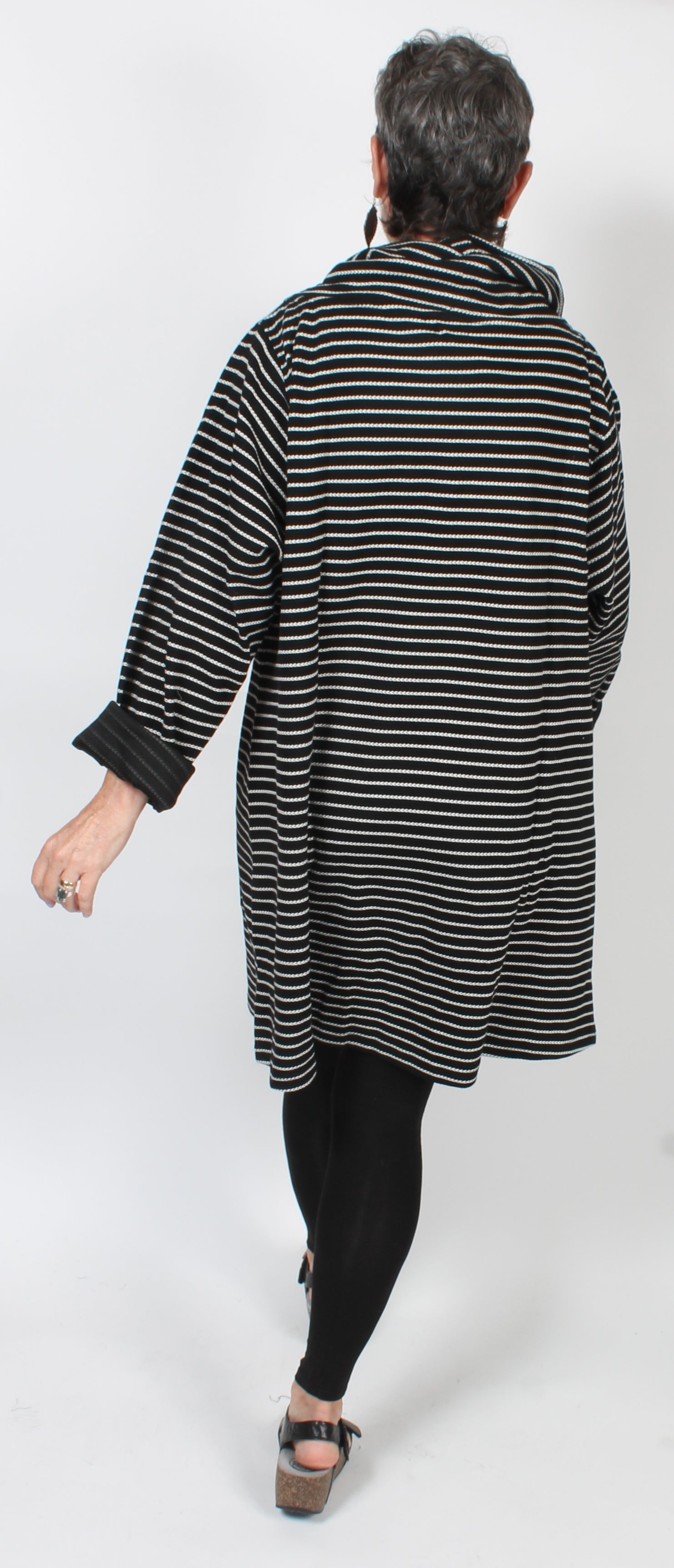 Tulip Striped Turtle Neck Woven Sweater Tunic Winter Plus Size Sml-5x
