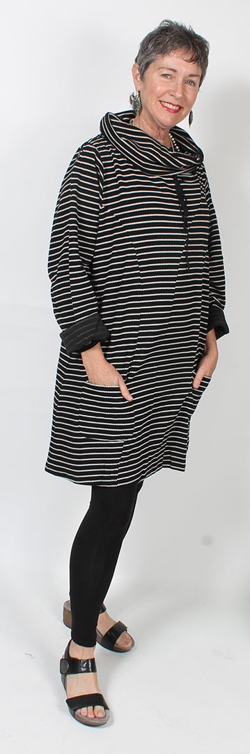 Tulip Striped Turtle Neck Woven Sweater Tunic Winter Plus Size Sml-5x
