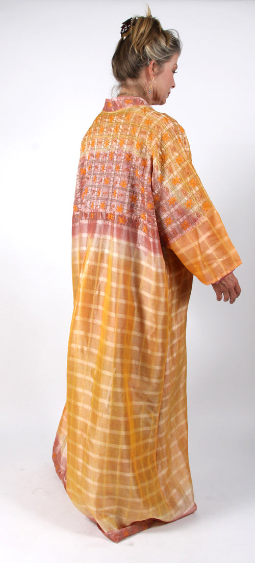 Sunheart Vintage Silk Coral Embroidered Coat Sml-5x