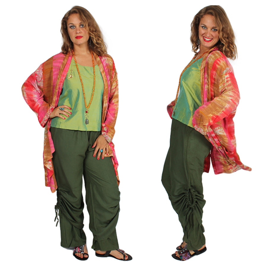 SunHeart Ruched 2 Layer Pant Boho Hippie Chic Sml-XL Sale
